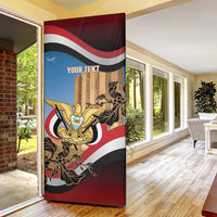 Personalised Yemen Independence Day Door Cover Awwam Temple With Coat Of Arms Proud - Wonder Print Shop