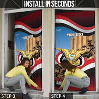 Personalised Yemen Independence Day Door Cover Awwam Temple With Coat Of Arms Proud - Wonder Print Shop