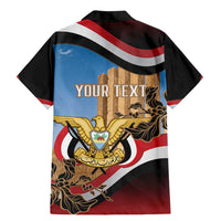 Personalised Yemen Independence Day Family Matching Mermaid Dress and Hawaiian Shirt Awwam Temple With Coat Of Arms Proud - Wonder Print Shop