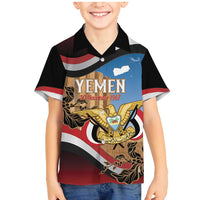 Personalised Yemen Independence Day Family Matching Mermaid Dress and Hawaiian Shirt Awwam Temple With Coat Of Arms Proud - Wonder Print Shop