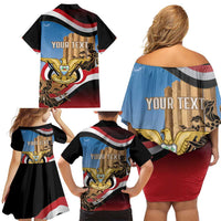 Personalised Yemen Independence Day Family Matching Off Shoulder Short Dress and Hawaiian Shirt Awwam Temple With Coat Of Arms Proud - Wonder Print Shop