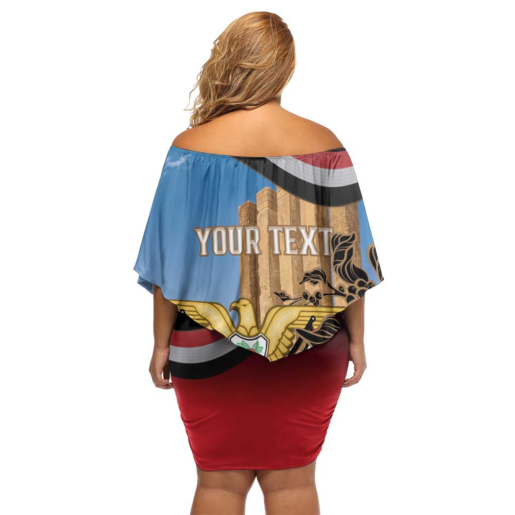 Personalised Yemen Independence Day Family Matching Off Shoulder Short Dress and Hawaiian Shirt Awwam Temple With Coat Of Arms Proud - Wonder Print Shop