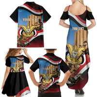 Personalised Yemen Independence Day Family Matching Summer Maxi Dress and Hawaiian Shirt Awwam Temple With Coat Of Arms Proud - Wonder Print Shop