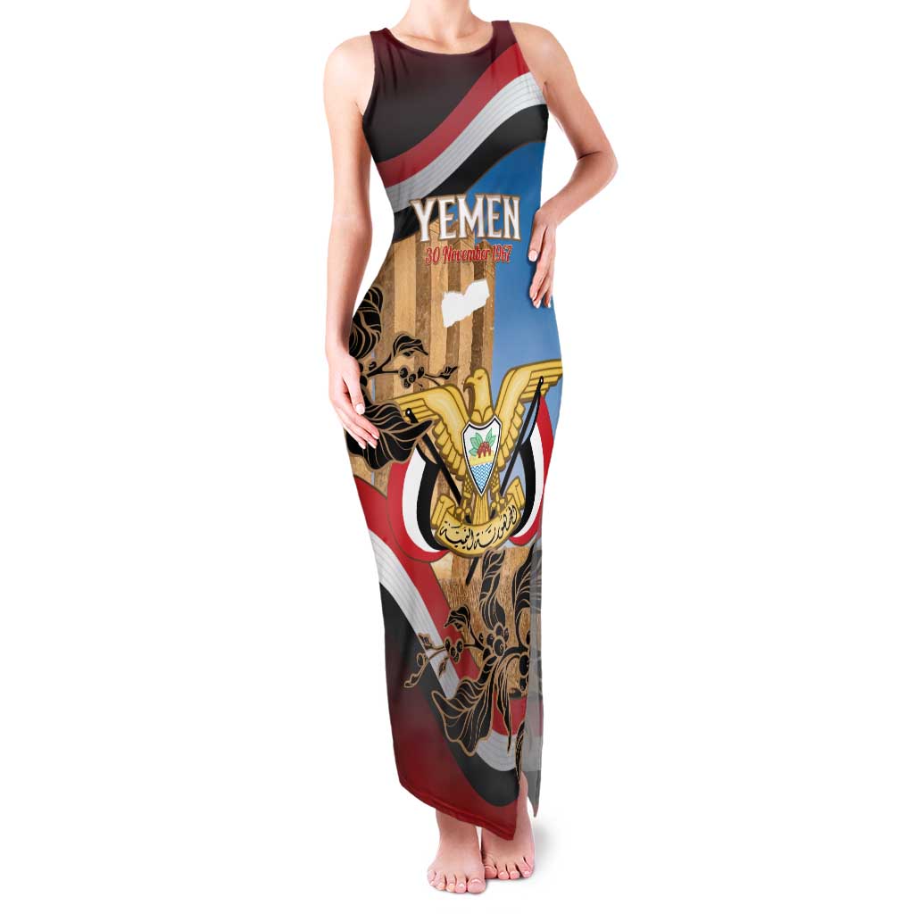 Personalised Yemen Independence Day Family Matching Tank Maxi Dress and Hawaiian Shirt Awwam Temple With Coat Of Arms Proud - Wonder Print Shop