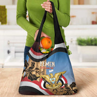Personalised Yemen Independence Day Grocery Bag Awwam Temple With Coat Of Arms Proud - Wonder Print Shop