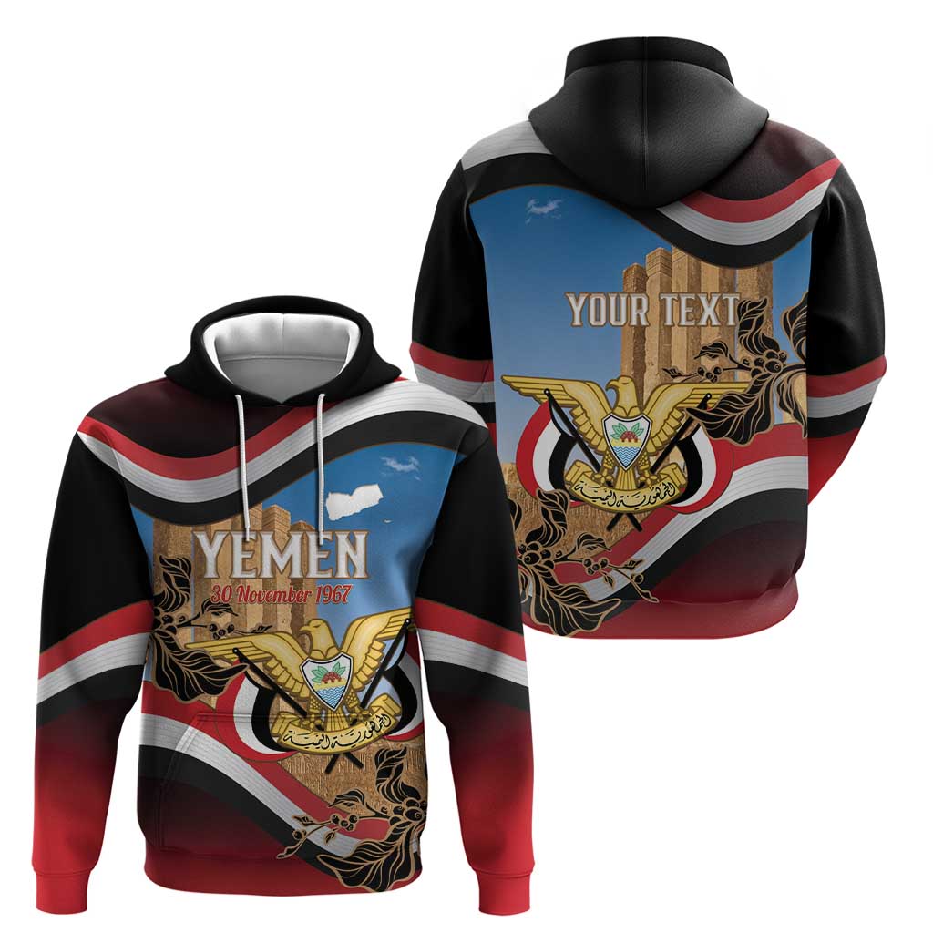 Personalised Yemen Independence Day Hoodie Awwam Temple With Coat Of Arms Proud - Wonder Print Shop