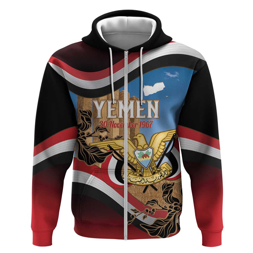Personalised Yemen Independence Day Hoodie Awwam Temple With Coat Of Arms Proud - Wonder Print Shop