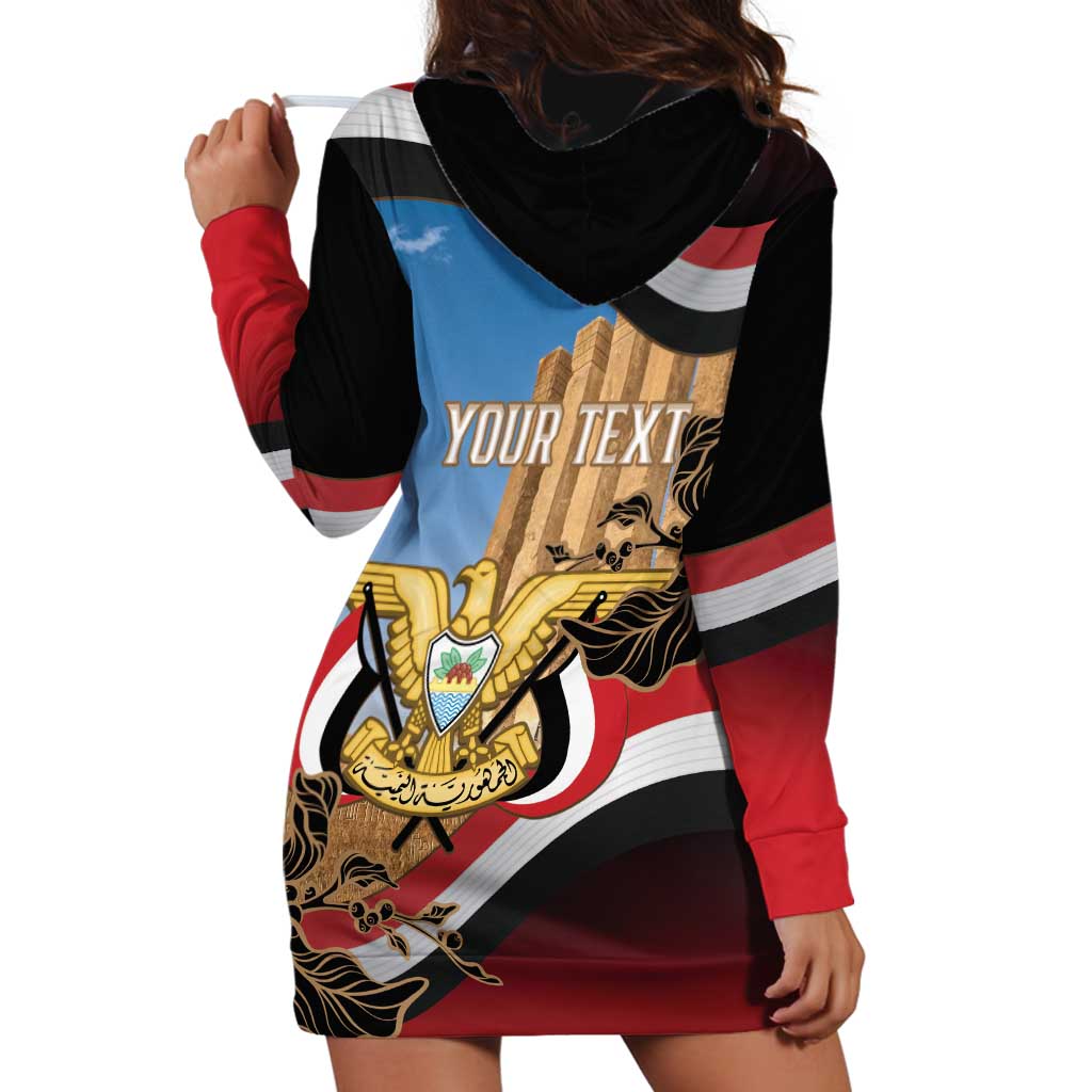 Personalised Yemen Independence Day Hoodie Dress Awwam Temple With Coat Of Arms Proud - Wonder Print Shop