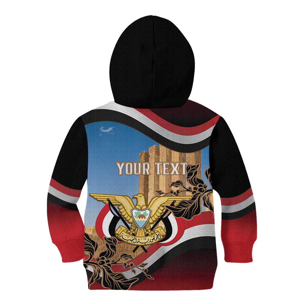 Personalised Yemen Independence Day Kid Hoodie Awwam Temple With Coat Of Arms Proud - Wonder Print Shop