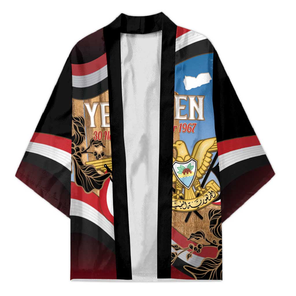 Personalised Yemen Independence Day Kimono Awwam Temple With Coat Of Arms Proud - Wonder Print Shop