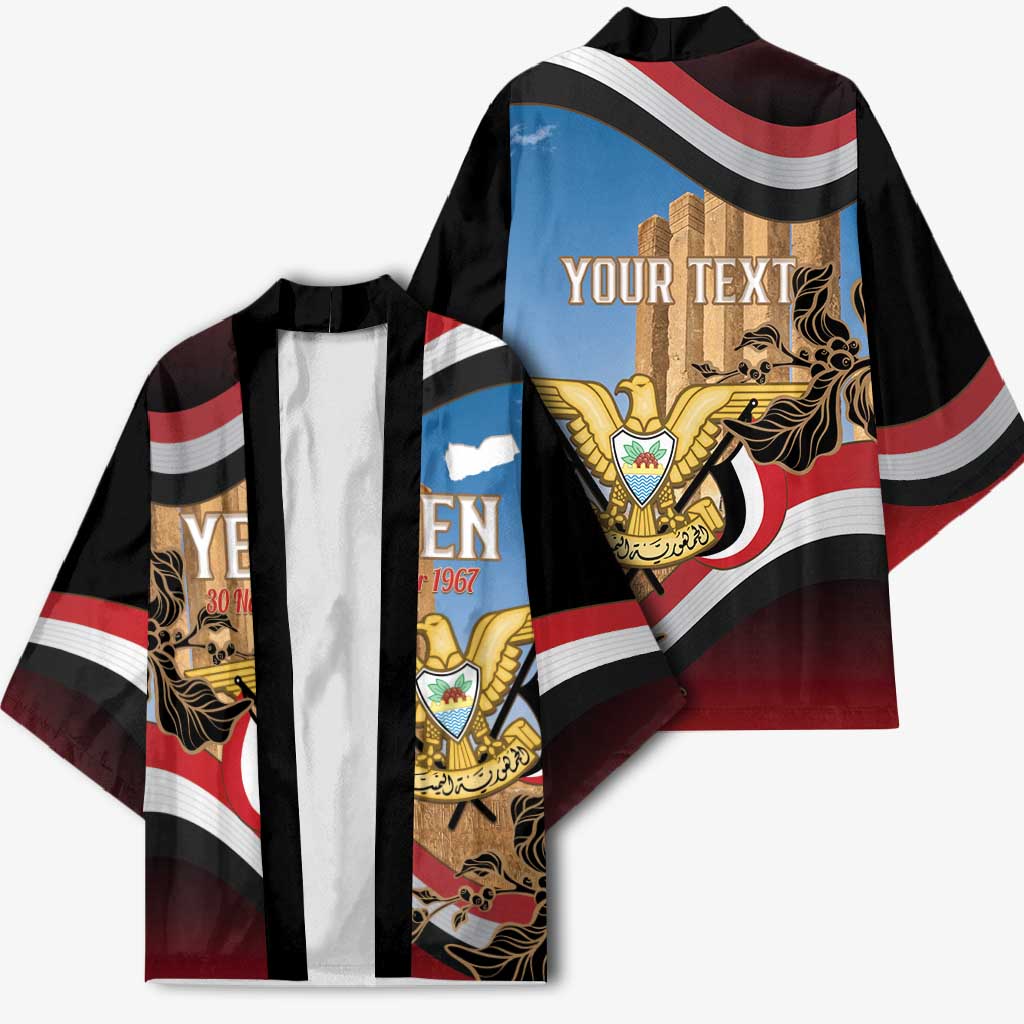 Personalised Yemen Independence Day Kimono Awwam Temple With Coat Of Arms Proud - Wonder Print Shop