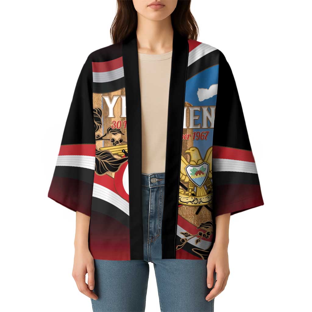 Personalised Yemen Independence Day Kimono Awwam Temple With Coat Of Arms Proud - Wonder Print Shop