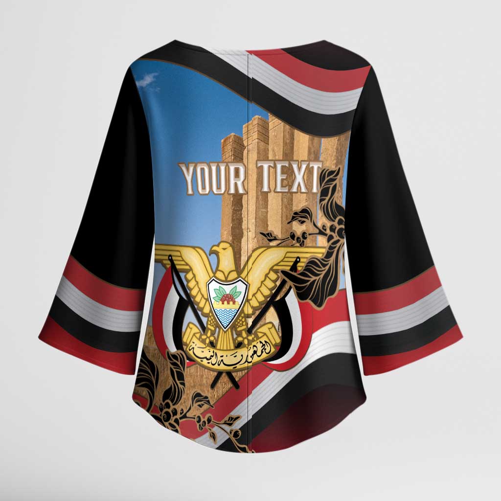 Personalised Yemen Independence Day Kimono Sleeve Blouse Awwam Temple With Coat Of Arms Proud - Wonder Print Shop