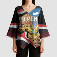 Personalised Yemen Independence Day Kimono Sleeve Blouse Awwam Temple With Coat Of Arms Proud - Wonder Print Shop