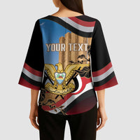 Personalised Yemen Independence Day Kimono Sleeve Blouse Awwam Temple With Coat Of Arms Proud - Wonder Print Shop