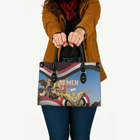 Personalised Yemen Independence Day Leather Bag Awwam Temple With Coat Of Arms Proud - Wonder Print Shop