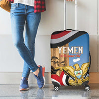 Personalised Yemen Independence Day Luggage Cover Awwam Temple With Coat Of Arms Proud - Wonder Print Shop