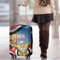 Personalised Yemen Independence Day Luggage Cover Awwam Temple With Coat Of Arms Proud - Wonder Print Shop