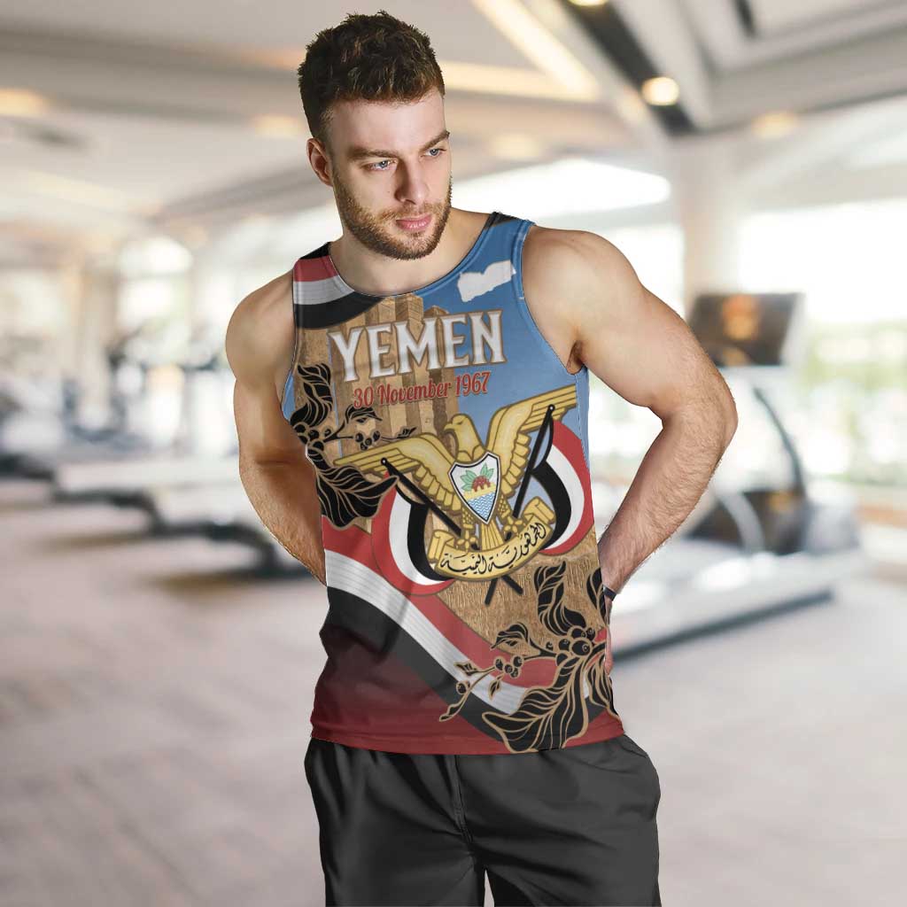 Personalised Yemen Independence Day Men Tank Top Awwam Temple With Coat Of Arms Proud - Wonder Print Shop