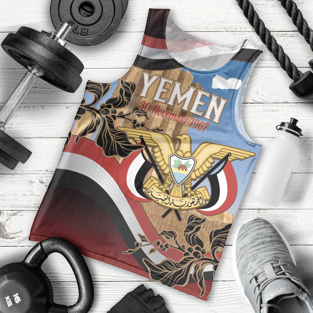 Personalised Yemen Independence Day Men Tank Top Awwam Temple With Coat Of Arms Proud - Wonder Print Shop