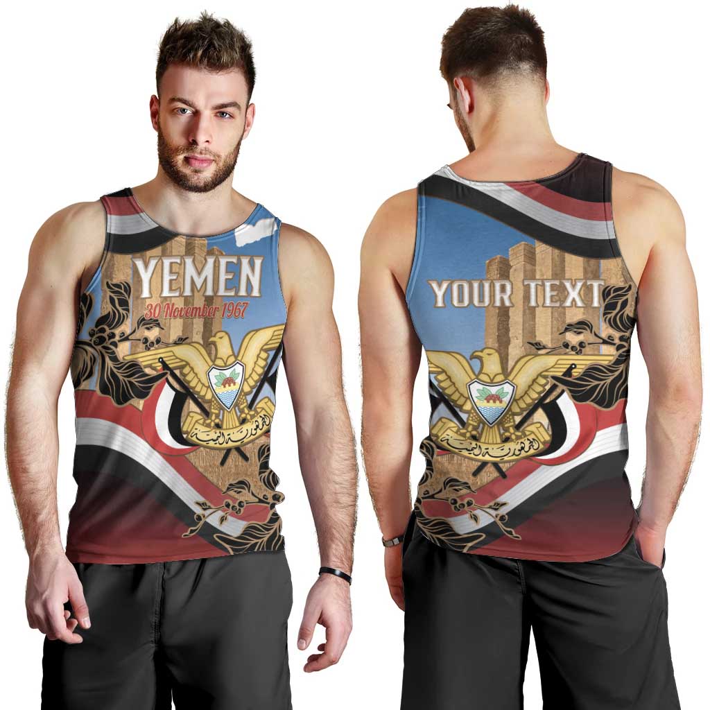 Personalised Yemen Independence Day Men Tank Top Awwam Temple With Coat Of Arms Proud - Wonder Print Shop