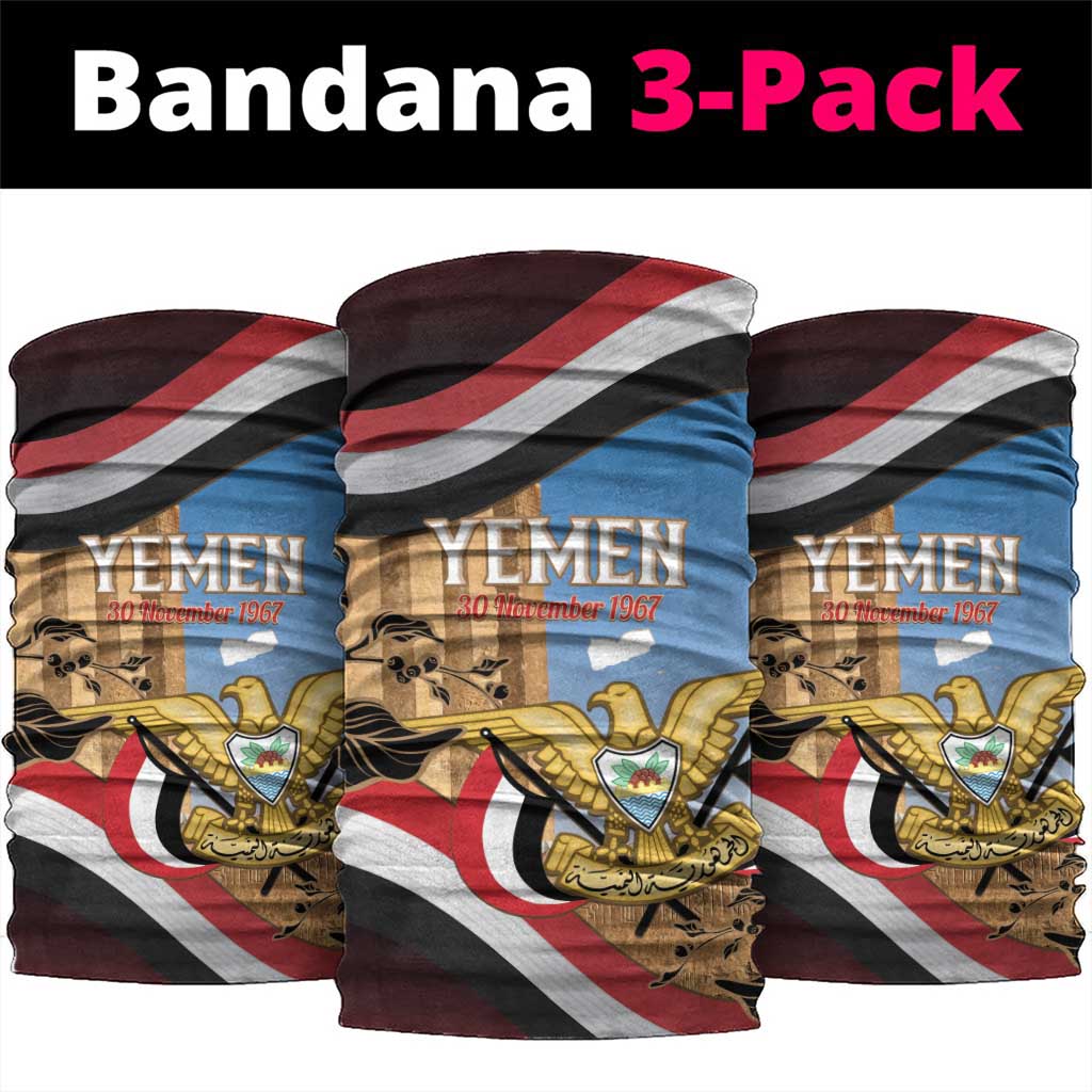 Personalised Yemen Independence Day Neck Gaiter Awwam Temple With Coat Of Arms Proud - Wonder Print Shop