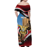Personalised Yemen Independence Day Off Shoulder Maxi Dress Awwam Temple With Coat Of Arms Proud - Wonder Print Shop