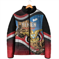 Personalised Yemen Independence Day Padded Jacket Awwam Temple With Coat Of Arms Proud - Wonder Print Shop