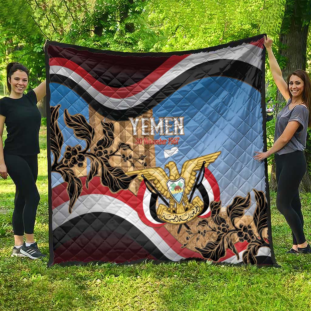 Personalised Yemen Independence Day Quilt Awwam Temple With Coat Of Arms Proud - Wonder Print Shop