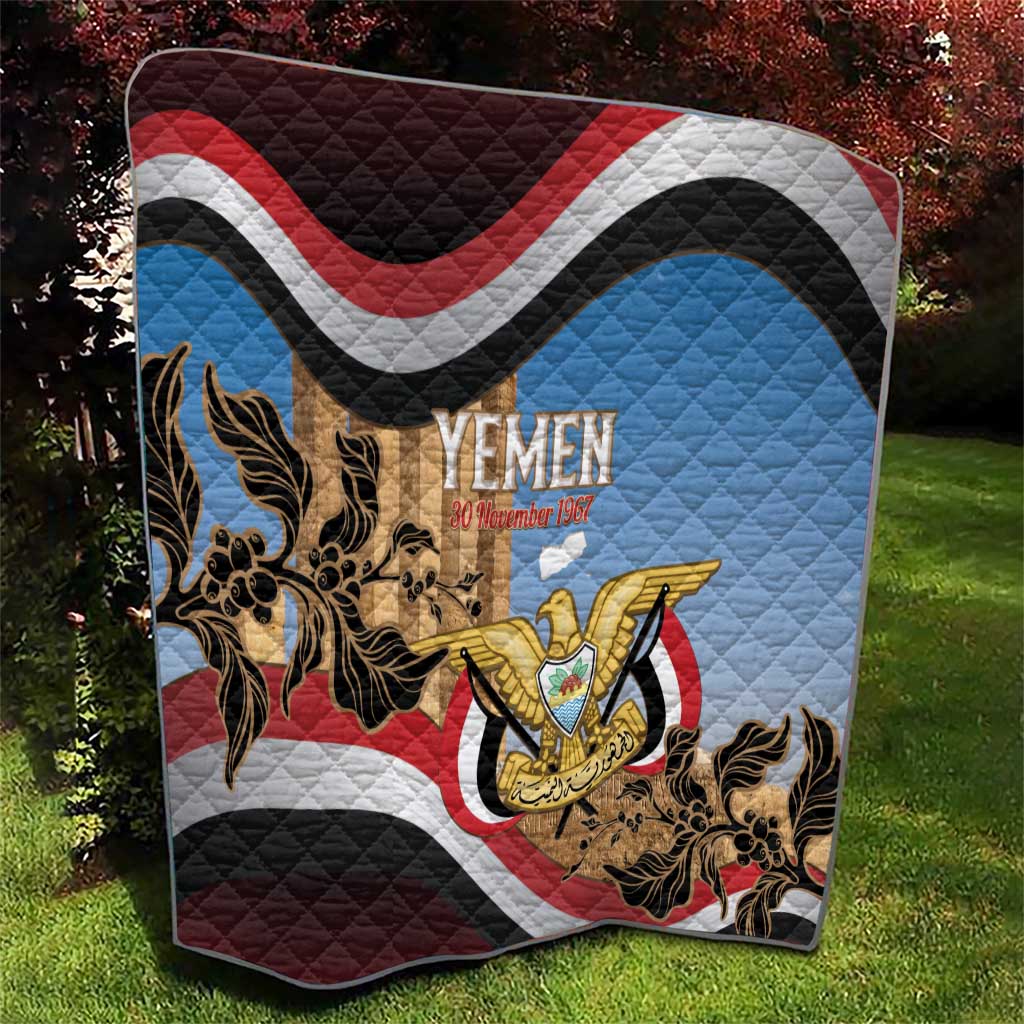 Personalised Yemen Independence Day Quilt Awwam Temple With Coat Of Arms Proud - Wonder Print Shop