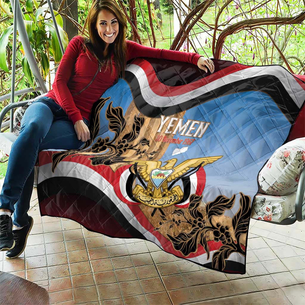 Personalised Yemen Independence Day Quilt Awwam Temple With Coat Of Arms Proud - Wonder Print Shop