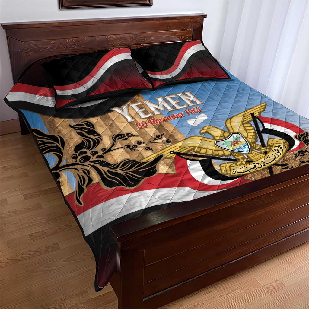 Personalised Yemen Independence Day Quilt Bed Set Awwam Temple With Coat Of Arms Proud - Wonder Print Shop