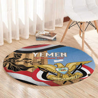 Personalised Yemen Independence Day Round Carpet Awwam Temple With Coat Of Arms Proud - Wonder Print Shop