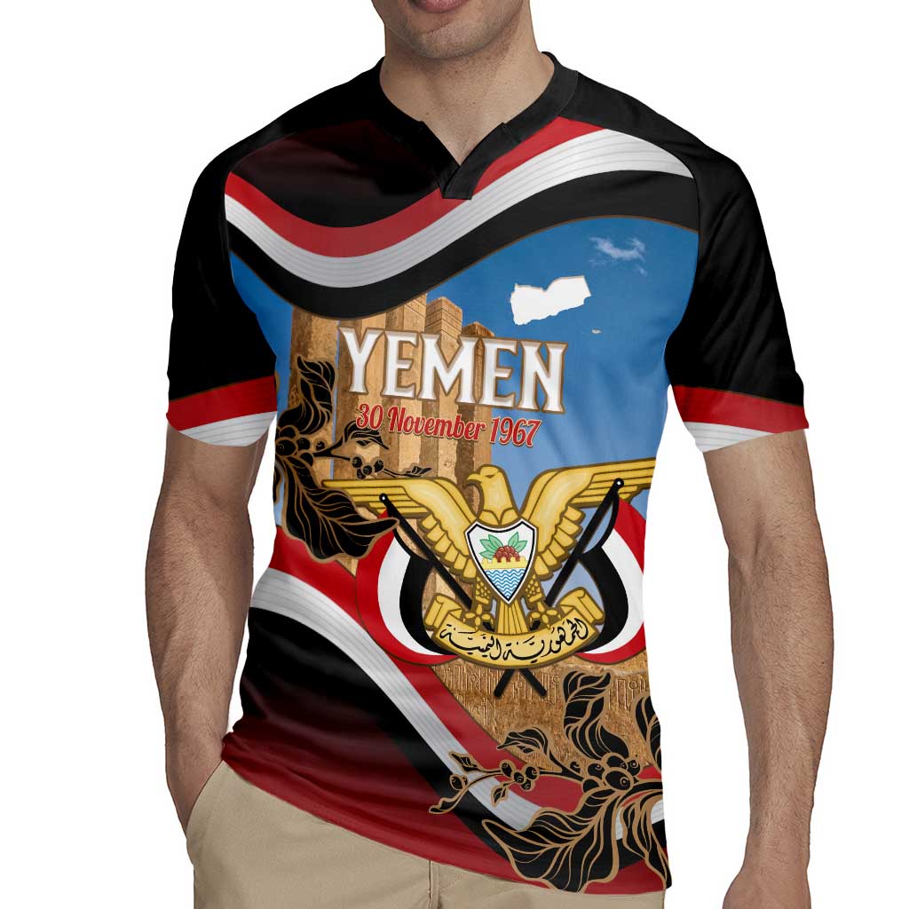 Personalised Yemen Independence Day Rugby Jersey Awwam Temple With Coat Of Arms Proud - Wonder Print Shop