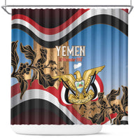 Personalised Yemen Independence Day Shower Curtain Awwam Temple With Coat Of Arms Proud - Wonder Print Shop