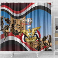 Personalised Yemen Independence Day Shower Curtain Awwam Temple With Coat Of Arms Proud - Wonder Print Shop