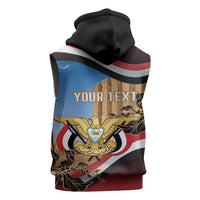 Personalised Yemen Independence Day Sleeveless Hoodie Awwam Temple With Coat Of Arms Proud - Wonder Print Shop