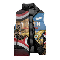 Personalised Yemen Independence Day Sleeveless Puffer Jacket Awwam Temple With Coat Of Arms Proud - Wonder Print Shop