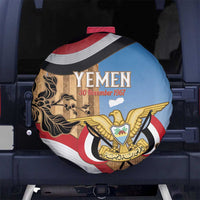 Personalised Yemen Independence Day Spare Tire Cover Awwam Temple With Coat Of Arms Proud - Wonder Print Shop
