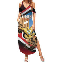 Personalised Yemen Independence Day Summer Maxi Dress Awwam Temple With Coat Of Arms Proud - Wonder Print Shop