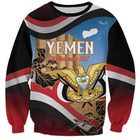 Personalised Yemen Independence Day Sweatshirt Awwam Temple With Coat Of Arms Proud - Wonder Print Shop