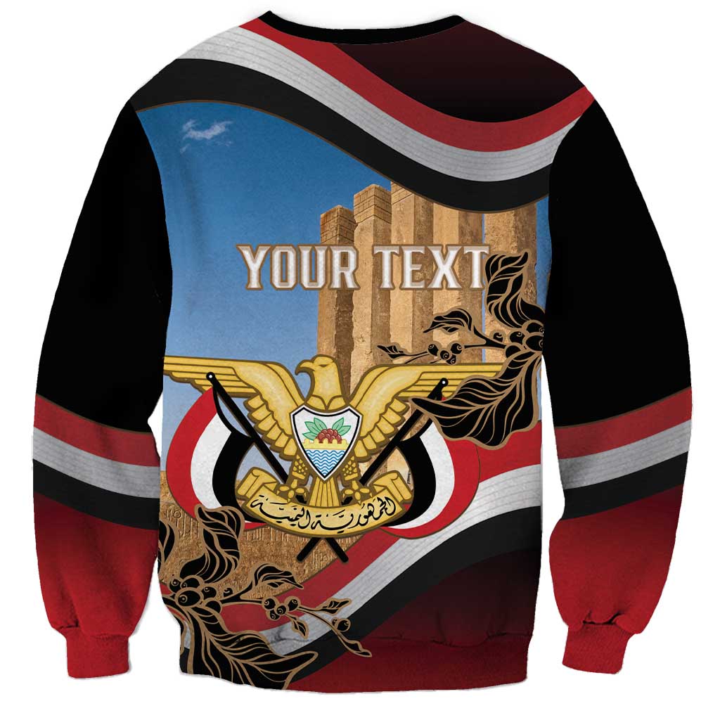 Personalised Yemen Independence Day Sweatshirt Awwam Temple With Coat Of Arms Proud - Wonder Print Shop
