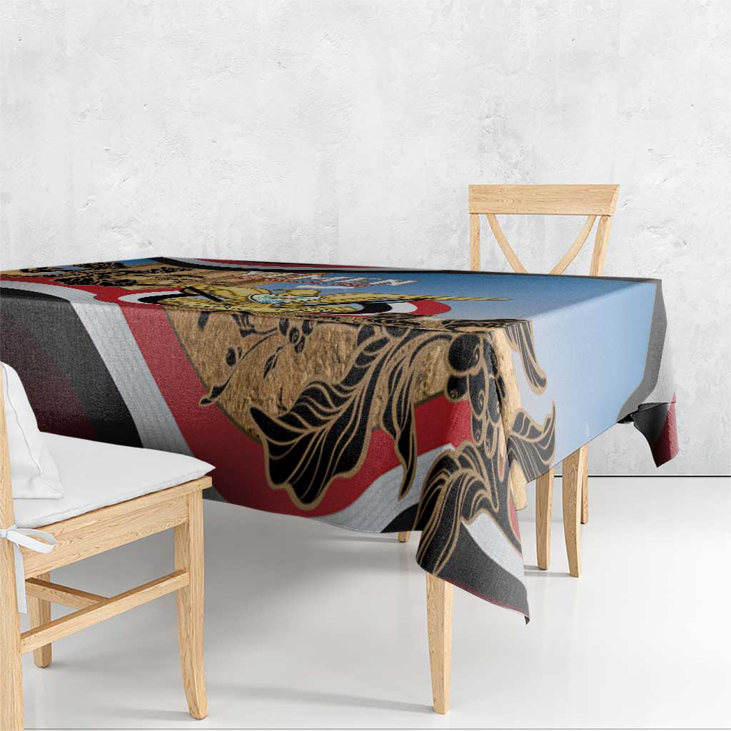 Personalised Yemen Independence Day Tablecloth Awwam Temple With Coat Of Arms Proud - Wonder Print Shop