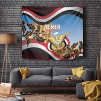 Personalised Yemen Independence Day Tapestry Awwam Temple With Coat Of Arms Proud - Wonder Print Shop