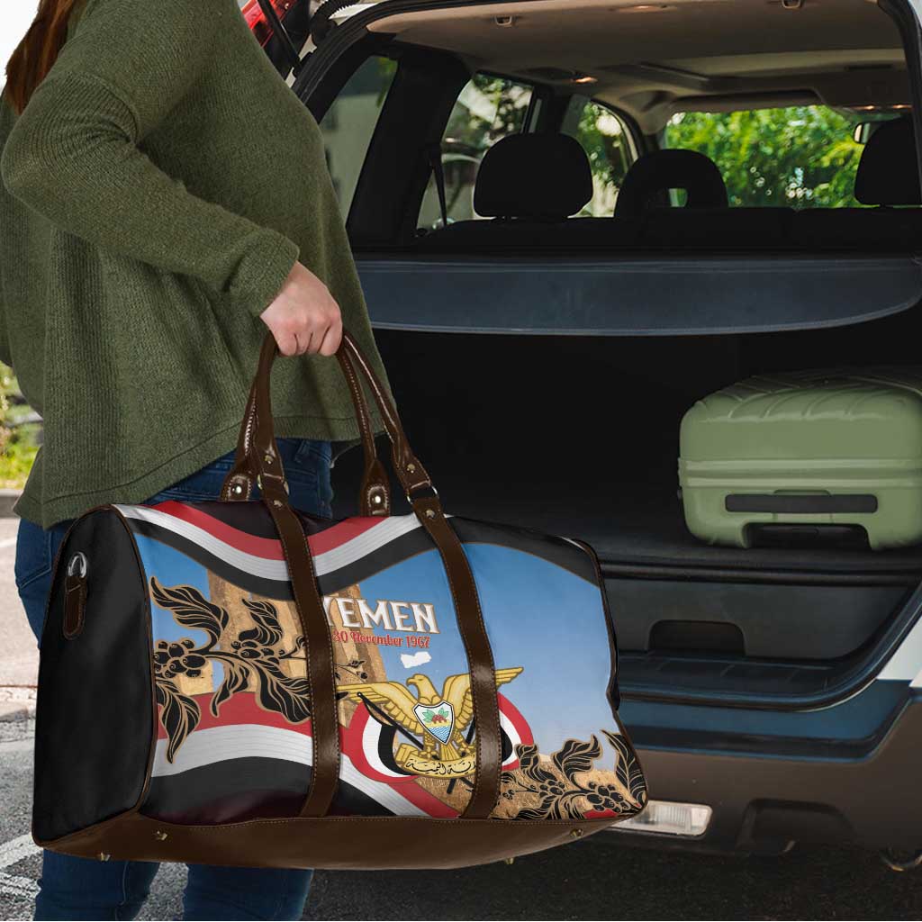 Personalised Yemen Independence Day Travel Bag Awwam Temple With Coat Of Arms Proud - Wonder Print Shop