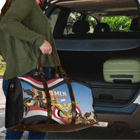 Personalised Yemen Independence Day Travel Bag Awwam Temple With Coat Of Arms Proud - Wonder Print Shop
