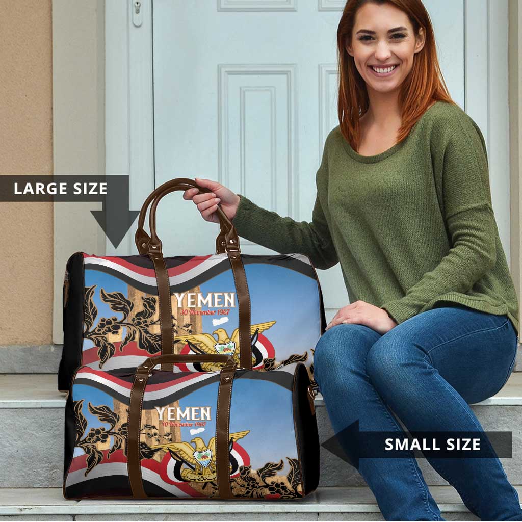 Personalised Yemen Independence Day Travel Bag Awwam Temple With Coat Of Arms Proud - Wonder Print Shop