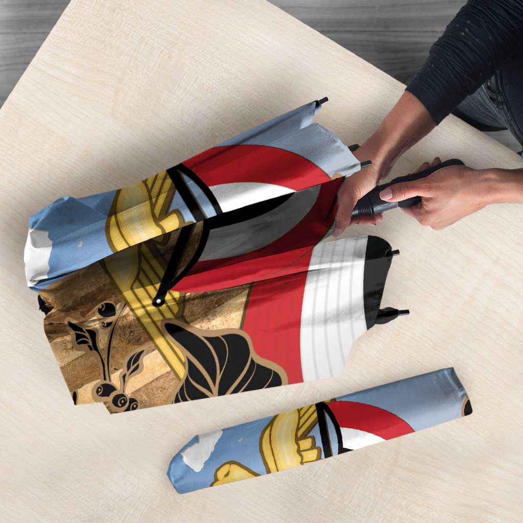 Personalised Yemen Independence Day Umbrella Awwam Temple With Coat Of Arms Proud - Wonder Print Shop