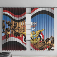 Personalised Yemen Independence Day Window Curtain Awwam Temple With Coat Of Arms Proud - Wonder Print Shop