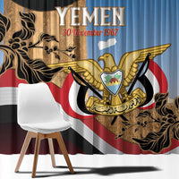 Personalised Yemen Independence Day Window Curtain Awwam Temple With Coat Of Arms Proud - Wonder Print Shop